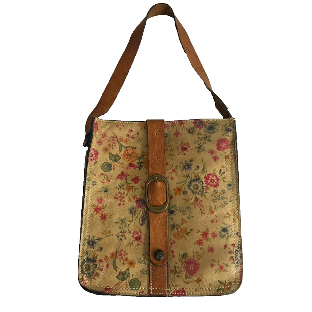 Patricia Nash Purse Vintage Leather Floral Buckle Front Crossbody Bag